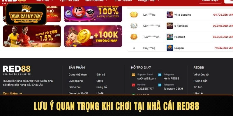 Lưu ý quan trọng khi chơi tại nhà cái RED88